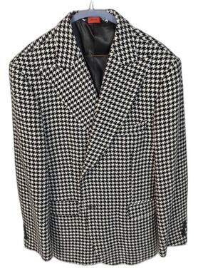 Linea Uomo Men's 48R Black White Houndstooth Sport Coat Blazer 2 Button Classic